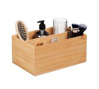 Relaxdays Boîte de rangement en bambou, 2 compartiments, empilable, caisse sans couvercle, HxLxP : 14x30x20 cm, nature