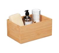 Relaxdays Boîte de Rangement en Bambou, empilable, Caisse sans Couvercle, HxLxP : 14x30x20 cm, rectangulaire, Nature