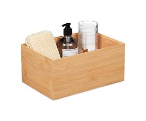 Relaxdays Boîte de Rangement en Bambou, empilable, Caisse sans Couvercle, HxLxP : 14x30x20 cm, rectangulaire, Nature