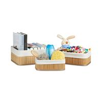 Relaxdays Boîte de rangement en bambou lot de 3