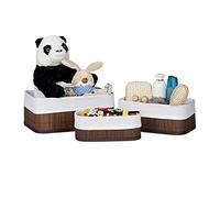 Relaxdays Boîte de rangement en bambou lot de 3