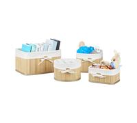 Relaxdays Boîte de rangement en bambou lot de 4