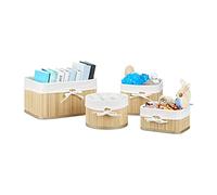 Relaxdays Boîte de rangement en bambou – lot de 4