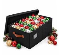 Relaxdays Boîte de Rangement pour Boules de Noël, Noire | 96 boules, 26 x 66,5 x 33 cm, polyester, carton