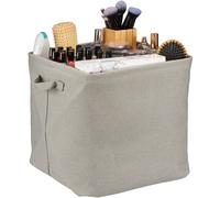 Relaxdays Boîte Pour Rangement En Tissu, Pliable, Organiseur, Hlp : 33x33x33 Cm, Caisse à Poignées, sélle De Bain, Gris