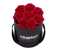 Relaxdays Boîte ronde, 8, Bac à roses noir, conservable 10 ans, Idée cadeau, rouge, carton, tissu, PP, 17 x 17 x 17 cm