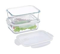 Relaxdays Boîtes Alimentaires en Verre, Lot de 2, Couvercle hermétique en Plastique, 1 520 ML, récipients, Transparents