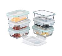 Relaxdays Boîtes Alimentaires en Verre, Lot de 6, Couvercle hermétique en Plastique, 370 ML, récipients, Transparents