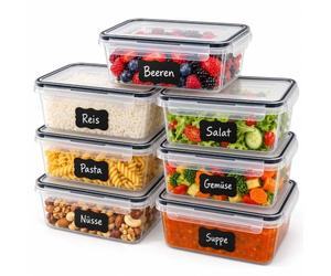 Relaxdays Boîtes alimentaires, transparentes | lot de 7, 840 ml, plastique, clips hermétiques, micro-ondes