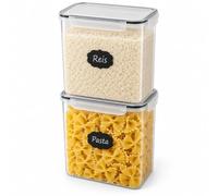 Relaxdays Boîtes de conservation, transparentes | lot de 2, 9,5 l, couvercle hermétique, fermeture à clip, étiquettes