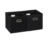 Relaxdays Boîtes de rangement, lot de 2, pliables, œillets, H x L x P : 32 x 33 x 33 cm, caisses pour étagère, noir