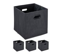 Relaxdays Lot 4 boîtes de rangement en anthracite