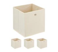 Relaxdays Lot de 4 boîtes de rangement en beige