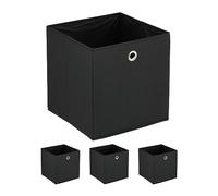 Relaxdays Lot de 4 boîtes de rangement noires