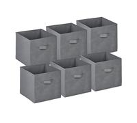Relaxdays boîtes de rangement, lot de 6, caisses pliables, jouets, serviettes, HxLxP : 26,5 x 28 x 28 cm, poignée, gris