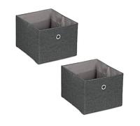 Relaxdays Boîtes de Rangement, Petites caisses en Tissu, Lot de 2, HxLxP : 16 x 20,5 x 25 cm, bacs Pliables, Gris foncé