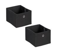 Relaxdays Boîtes de rangement, petites caisses en tissu, lot de 2, HxLxP : 16 x 20,5 x 25 cm, bacs pliables, noir