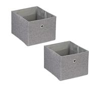 Relaxdays Boîtes de Rangement, Petites caisses en Tissu, Lot de 2, HxLxP : 16 x 20,5 x 25 cm, bacs Pliables, Gris