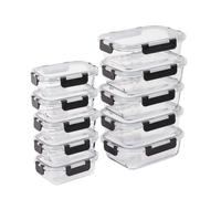 Relaxdays Boîtes en verre avec couvercles lot de 10 2 tailles hermétiques empilables transparentes