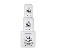 Relaxdays Boîtes pour Pommes de Terre, oignons et ail, Lot de 3, métal Blanc, avec couvercles et aérations