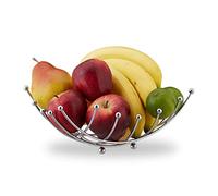 Relaxdays Bol pour fruits, panier décoratif, en fer chromé, pour fruits, légumes, design fil de fer; HlP: 10x26x26cm