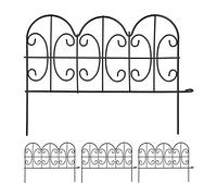Relaxdays Bordure de Jardin à Planter, 4 éléments de clôture, HxL : 28,5 x 39 cm, métal, Design Vintage, Robuste, Noir