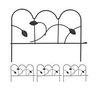 relaxdays Bordure de Jardin à Planter, 4 éléments de clôture, HxL : 28,5 x 39 cm, métal, Design Vintage, Robuste, Noir