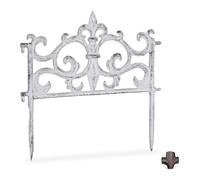 Relaxdays Bordure De Jardin En Fonte De Fer Clôture En Métal Piquet Plate-Bande Antiquités Blanc