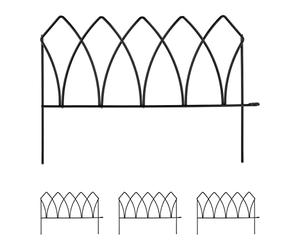 Relaxdays Bordure de Jardin en métal, HxL : 29,5x172 cm, clôture à Planter, extérieur, 4 éléments, Style arqué, Noir
