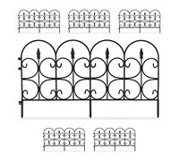 Relaxdays Bordure de Jardin Plastique, Clôture Gazon 30 cm, 6 éléments, 4 m, Parterre Massif pelouse, Piquet, Noir, Noires