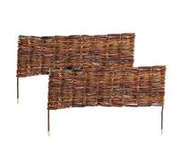Relaxdays Bordure de Massif en Osier, Marron, pour parterres et pelouses | lot de 2, H x L : 20 x 60 cm, à enfoncer