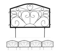 Relaxdays Bordure Potager, 16 éléments, clôture Jardin, Fer, Antique, Design Antique, Ornements, H x L : 33 x 900 cm, Noir