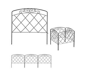 Relaxdays Bordure Potager, clôture Jardin 12 éléments, métal, Design Antique, H x L : 41,5 x 735 cm, Noir