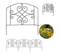 Relaxdays Bordure Potager, clôture Jardin 4 éléments, métal, Ornements Antiques, H x L : 32 x 186 cm, Noir
