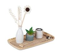 Relaxdays Bougeoir et Jardin Zen, Plateau Bougie, Sable, Pierres, succulente Artificielle, décoration Table, Multicolore