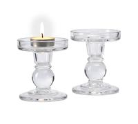 Relaxdays Lot 2 bougeoirs en verre