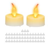 Relaxdays Bougies Chauffe-Plat LED, Lot de 50, Bougies électriques, Flamme vacillante, déco Table, 4,5x3,5 cm, Blanches