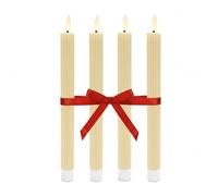 Relaxdays Bougies LED avec Flamme vacillante, Cire véritable, rainures, Beige, 25 x 2 cm, Lot de 4