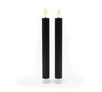 Relaxdays Bougies LED en Cire véritable, Flamme vacillante, rainurées, sans Flamme, 25x2x2 cm, Noir, Lot de 2