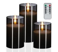 Relaxdays Bougies LED en verre, 3 pièces