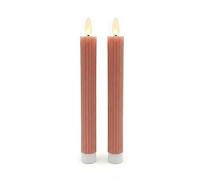 Relaxdays Bougies LED Flamme vacillante, Cire véritable, Lot de 2, 25 x 2 cm, Vieux Rose