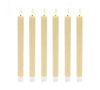 Relaxdays Bougies LED Flamme vacillante, Cire véritable, rainurées, sans Flamme, Beige, 25x2x2 cm, Lot de 6