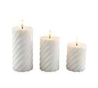 Relaxdays Bougies LED Flamme vacillante, Cire véritable, torsadées, Lot de 3, Blanc, 18.5 x 7.5 x 7.5 cm