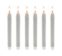 Relaxdays Bougies LED, Lot de 6, 25 x 2,2 cm, Flamme vacillante, Cire véritable, torsadées, sans Flamme, Gris Clair