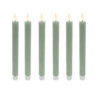 Relaxdays Bougies LED Lot de 6, Flamme vacillante, Cire véritable rainurée, Sauge, 25 x 2 cm