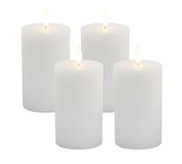 Relaxdays Bougies LED sans Flamme, Vrai Cire, Flamme vacillante, rainures, Lot de 4, 13x7,5 cm, Blanc