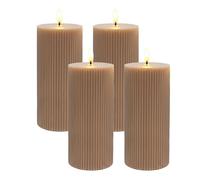 Relaxdays Bougies LED sans Flamme, Vraie Cire, Flammes vacillantes, Lot de 4, 18 x 7,5 cm, Moka