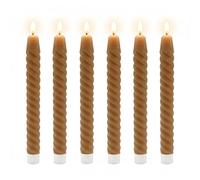 Relaxdays Bougies LED torsadées, Flamme vacillante, Cire véritable, sans Flamme, Lot de 6, 25x2 cm, Coloris Moka