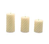 Relaxdays Bougies LED torsadées sans Flamme, Cire véritable, Flamme vacillante, Lot de 3, Champagne 18.5 x 7.5 x 7.5 cm