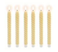Relaxdays Bougies LED torsadées, sans Flamme, Cire véritable, Flamme vacillante, Lot de 6, Beige 25x2 cm
